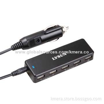 36W In-car Charger with 5 USB Output Port, Can Charge iPhone or iPad Simultaneously